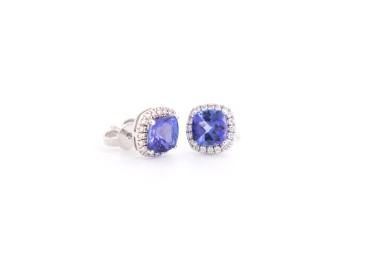 Aretes Moraglione con tanzanitas y diamantes