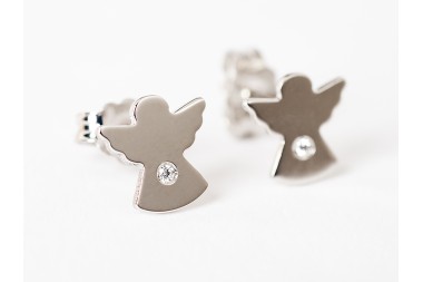 Aretes de ángel en oro blanco