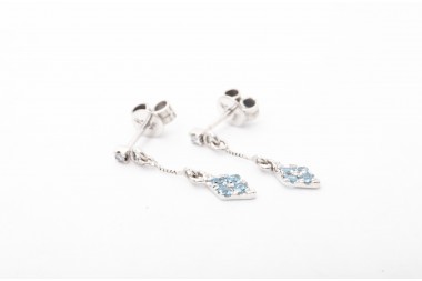 ARETES CON BRILLANTES Y AGUAMARINAS