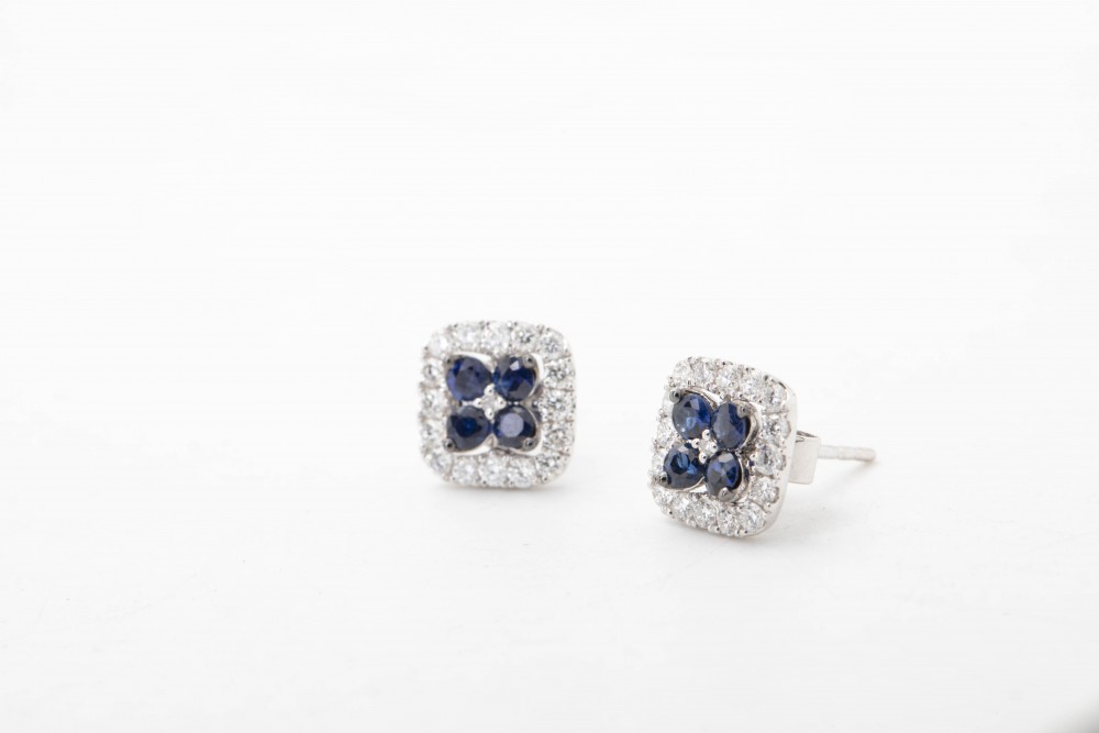 Aretes con zafiros y diamantes