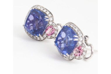 Aretes Moraglione con tanzanitas y turmalinas