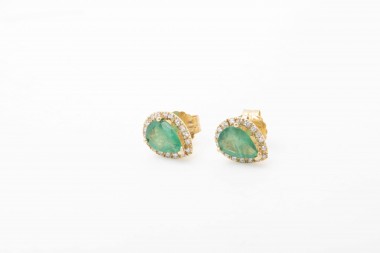 ARETES CON BRILLANTES Y ESMERALDAS