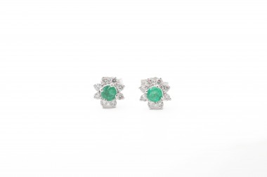 ARETES CON BRILLANTES Y ESMERALDAS