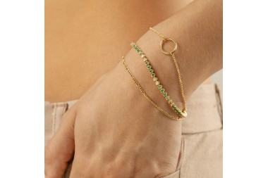 Pulsera tennis con esmeraldas y diamatnes