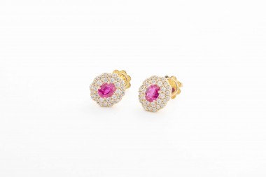 Aretes Moraglione con rubís y diamantes