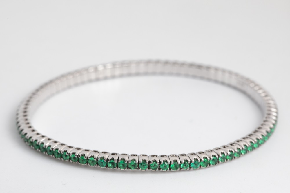 Pulsera Crivelli tenis expandible con esmeraldas