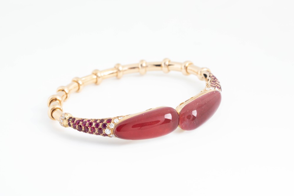 Pulsera Moraglione con rubís y brillantes