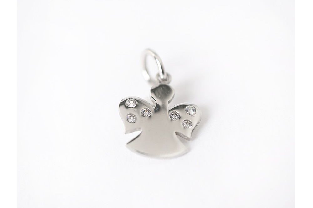 Dije de ángel en oro blanco