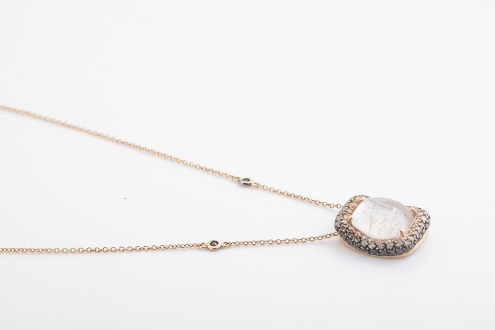 Collar de Moraglione en oro rosa de 18Kt. con Cuarzo Rutilado